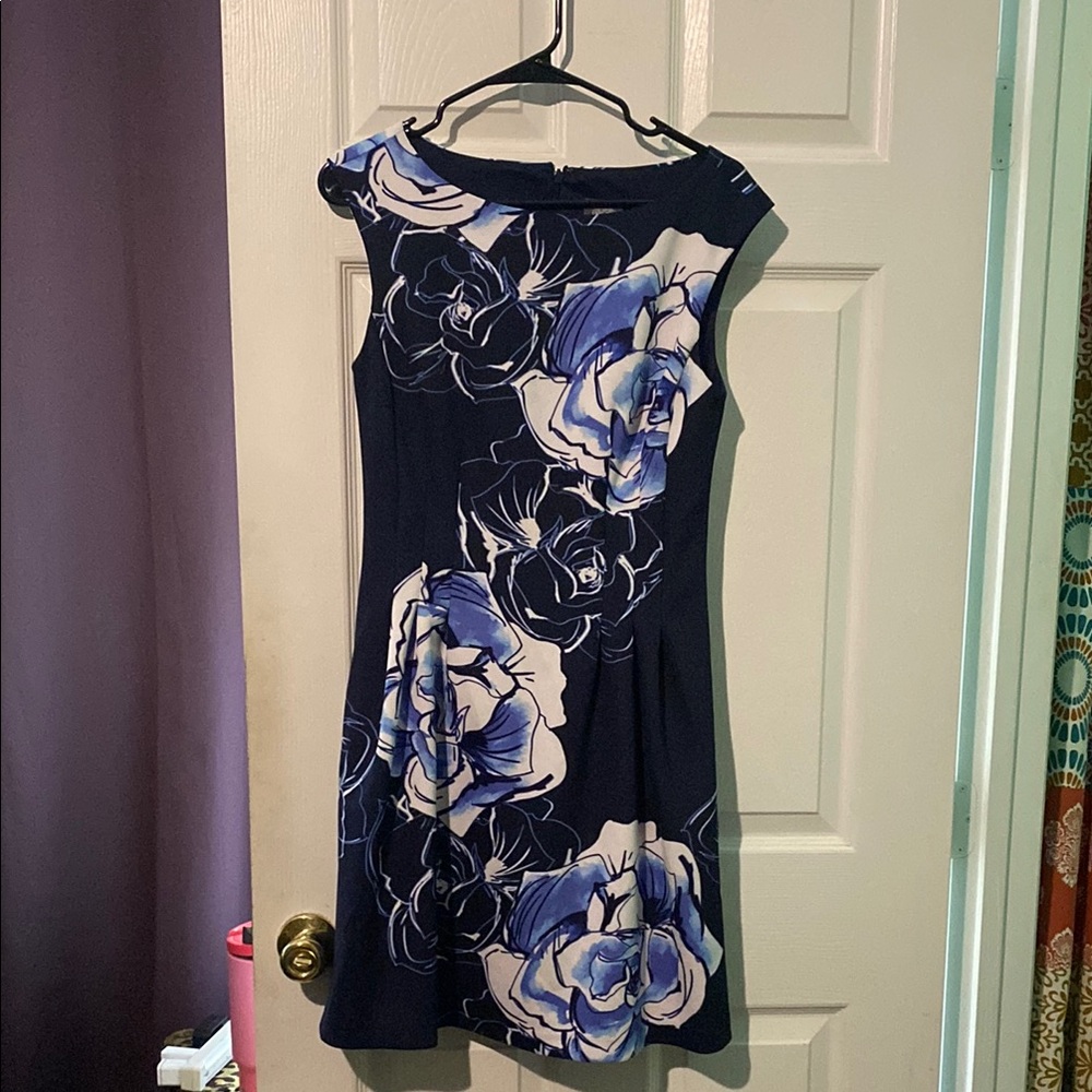 Vince Camuto Blue Fit and Flare Sleeveless Mini Dress
